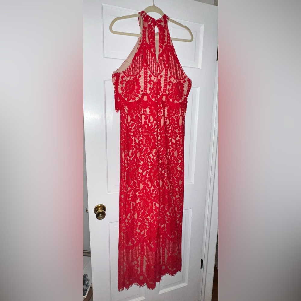 Lulu's Sz M Red Lace Jumpsuit